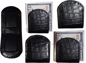 Lot of 5 money clip new black crocodile printed leather money clip new money new