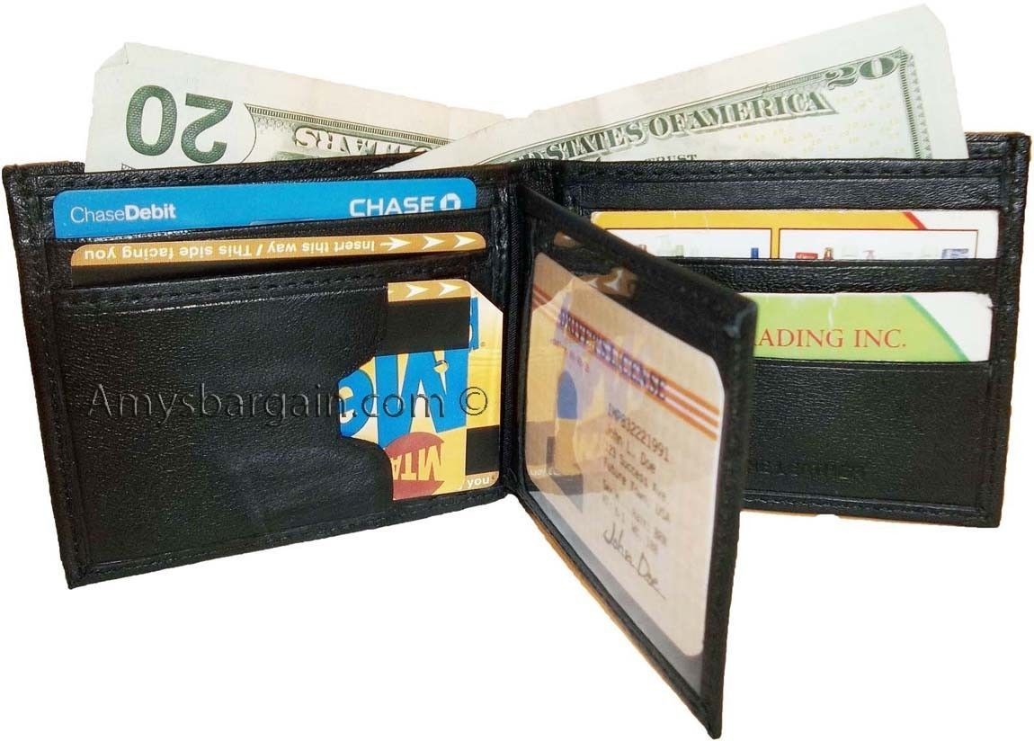 Lot of 6 Man's wallet new style leather 2 bill slots 12 card ID case new - Image 11