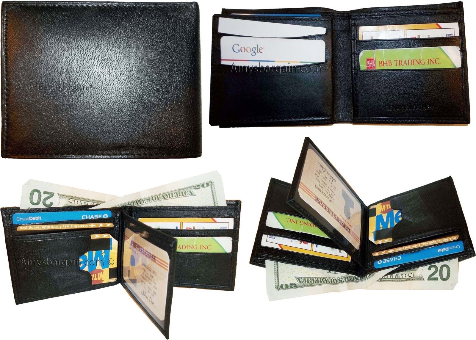 Lot of 6 Man's wallet new style leather 2 bill slots 12 card ID case new - Image 5