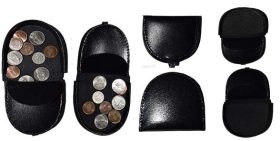 Lot of 6 New Black Leather change purse, Coin case, Coin holder, change purse BN