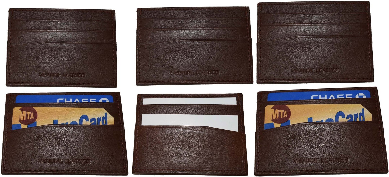 Lot of 6 New Leather business card case 7 Credit card ID card Tan card case BNWT