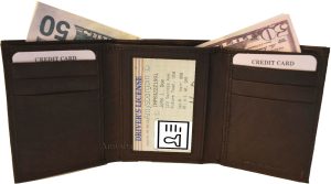 Lot of 6 New Men's Brown leather Trifold wallet 6 credit cards 2 bill slots - Image 3