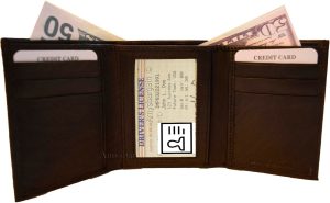 Lot of 6 New Men's Brown leather Trifold wallet 6 credit cards 2 bill slots - Image 6