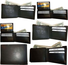 Lot of 6 New style leather man's wallet 2 bill slot 1 zip 4 credit cards  ID new