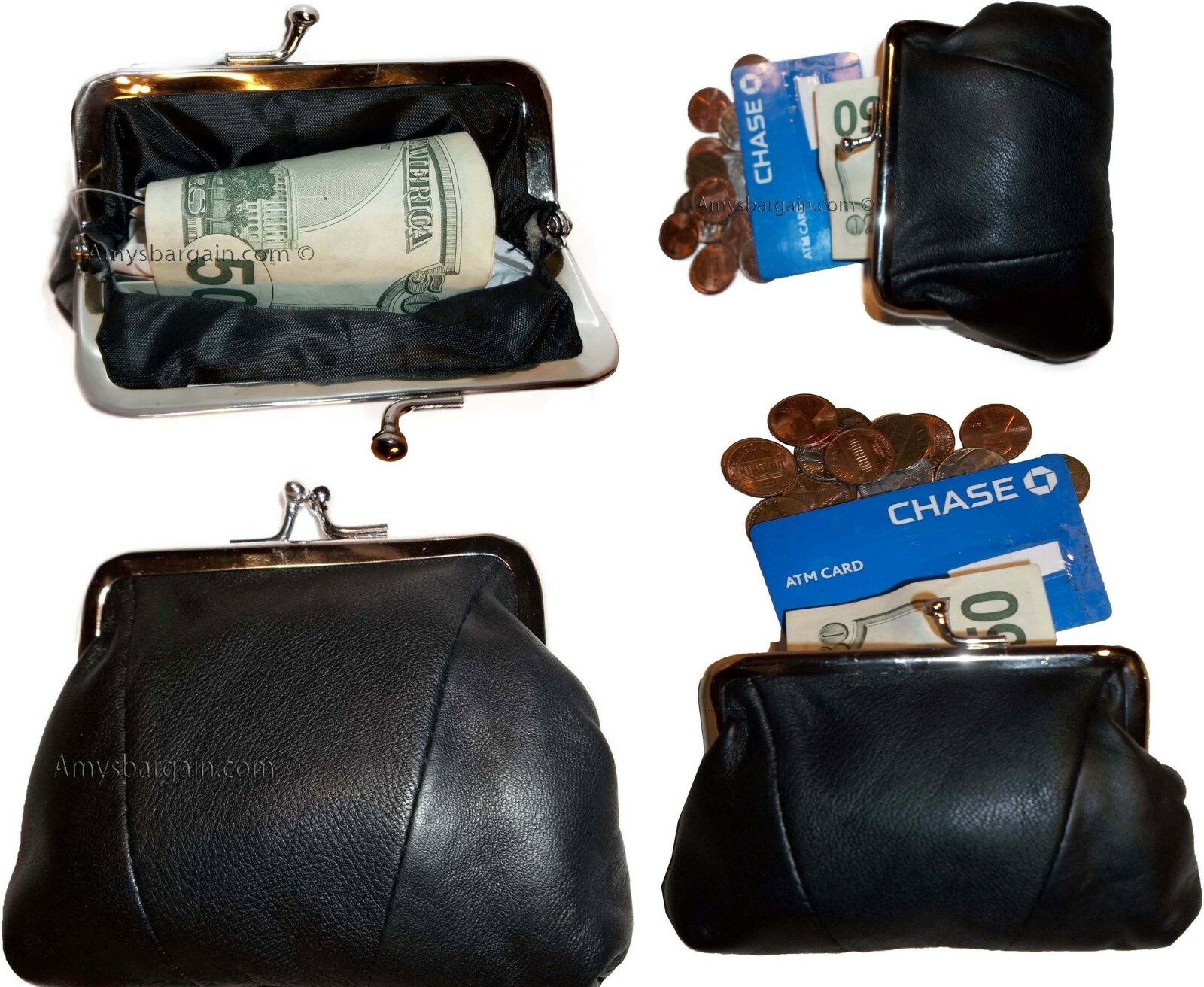 Lot of 6 new women's leather change purse coin bag wallet bag hand coin case bn - Image 4