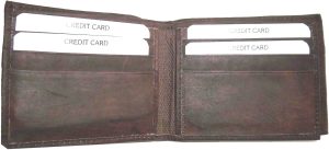Man's leather Bifold wallet ID case 3 bill slots 6 Card slots brand New wallet
