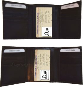 Man's trifold Leather wallet 1 ID window 9 card 2 bill slots new wallet