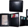Man’s wallet Trifold Leather wallet ID window 2 bill pocket 9 card spaces new