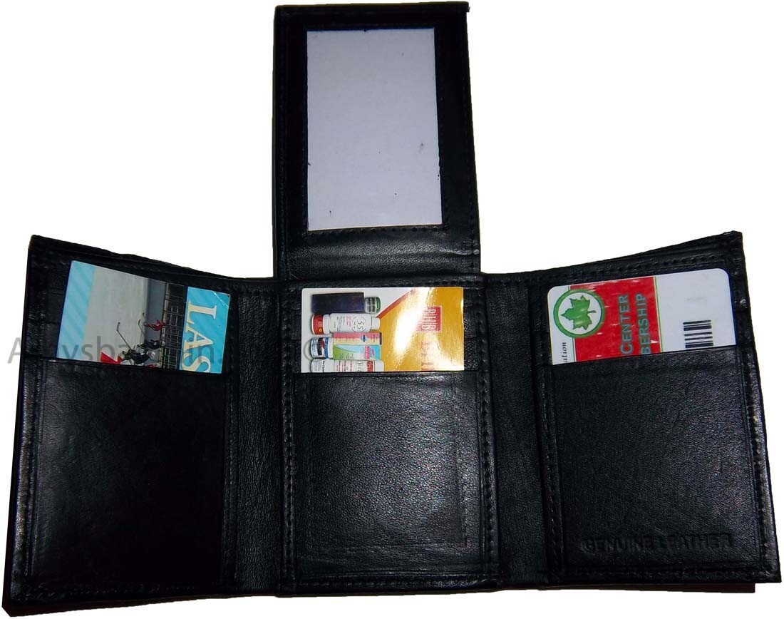 Man’s wallet Trifold Leather wallet ID window 2 bill pocket 9 card spaces new - Image 11