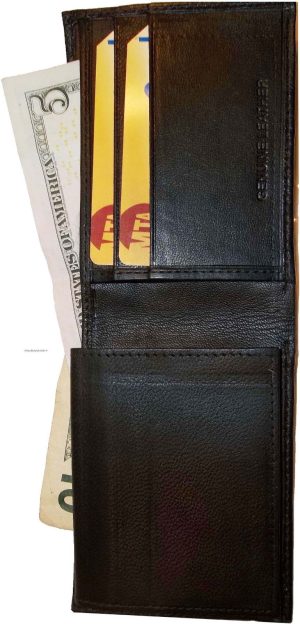 Man's wallet. skinny leather Bi-fold wallet 6 bank card holder 2 bill space 1 ID - Image 4