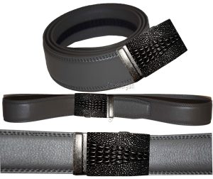 Men's Belt. Size 30" Leather Dress Belt. Auto Lock Crocodile Skin Printed Buckle - Image 10