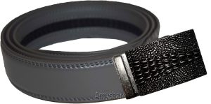 Men's Belt. Size 30" Leather Dress Belt. Auto Lock Crocodile Skin Printed Buckle - Image 3