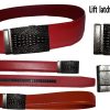 Men's Belt. Size L Leather Dress Belt. Auto Lock Crocodile Skin Printed Buckle