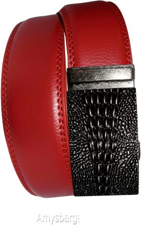 Men's Belt. Size L Leather Dress Belt. Auto Lock Crocodile Skin Printed Buckle - Image 12