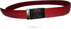 Men's Belt. Size L Leather Dress Belt. Auto Lock Crocodile Skin Printed Buckle - Image 4