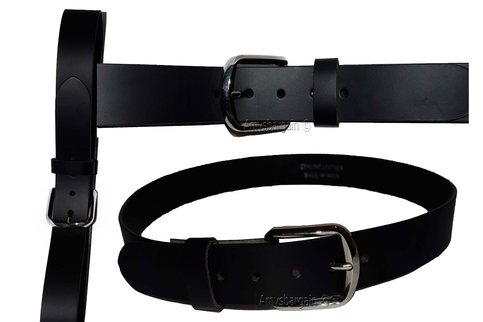 Men's Belt Size Medium. Solid Leather Belt. Men's Black Strong Leather Belt NWT - Image 3