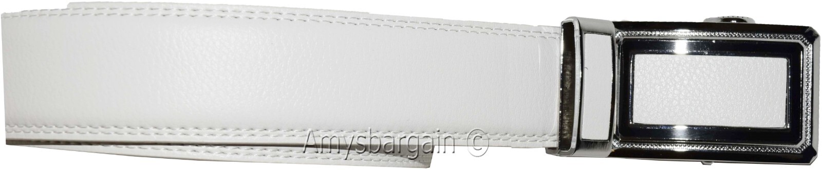 Men’s Belt XL White Leather Automatic lock Dress / Casual belt adjustable belt - Image 13