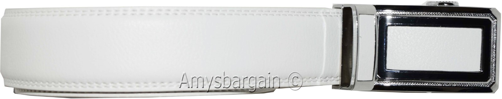 Men’s Belt XL White Leather Automatic lock Dress / Casual belt adjustable belt - Image 4