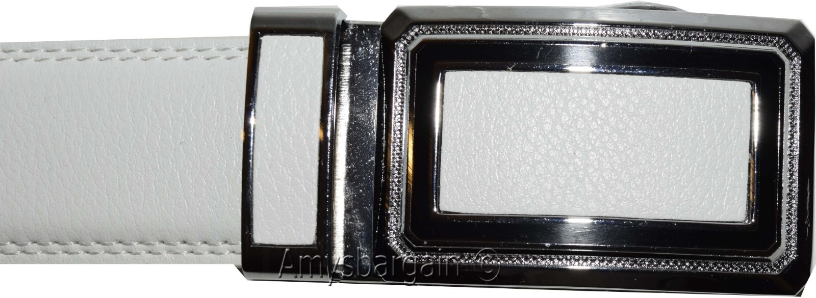 Men’s Belt XL White Leather Automatic lock Dress / Casual belt adjustable belt - Image 7