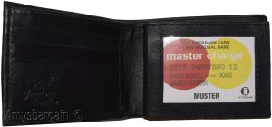 Men's Bifold Black Wallet Genuine Leather 6 Credit card Coin purse 2 Bill spaces - Image 13
