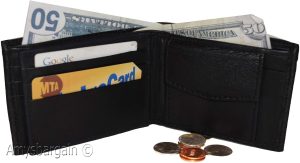 Men's Bifold Black Wallet Genuine Leather 6 Credit card Coin purse 2 Bill spaces - Image 5