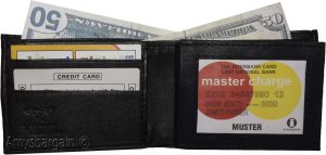 Men's Bifold Black Wallet Genuine Leather 6 Credit card Coin purse 2 Bill spaces - Image 7