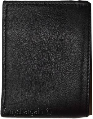 Men's Bifold Black Wallet Genuine Leather 6 Credit card Coin purse 2 Bill spaces - Image 8