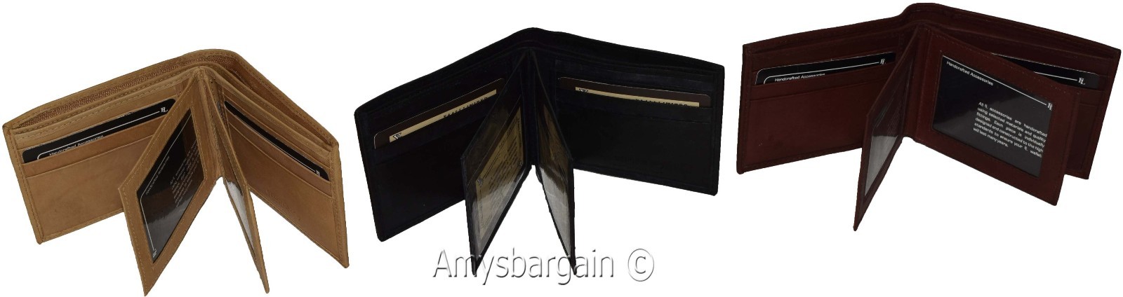 Men's Bifold leather wallet 2 center pieces 9 card 3 IDs Genuine leather wallet - Image 4