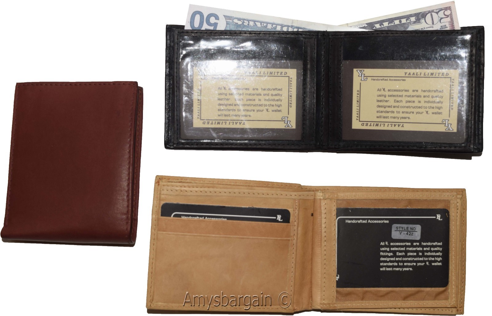 Men's Bifold leather wallet 2 center pieces 9 card 3 IDs Genuine leather wallet - Image 7