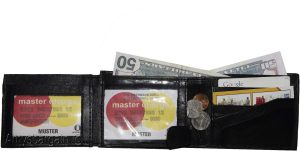 Men's Bifold wallet Genuine Leather 12 Card 2 ID Zip Coin purse 2 Bill space - Image 6