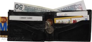 Men's Bifold wallet Genuine Leather 12 Card 2 ID Zip Coin purse 2 Bill space - Image 7