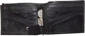 Men's Bifold wallet Genuine Leather 12 Card 2 ID Zip Coin purse 2 Bill space - Image 8