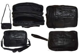 Men's Leather bag, Black handbag Unisex leather bag wrist let leather bag