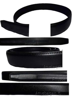 Men’s black leather belt strap Size L. 38" strap Genuine leather New Strap only