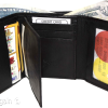 Men's trifold wallet Genuine Leather 9 credit card 2 ID Bill slots Black Wallet