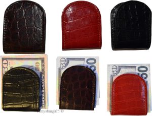 Money clip, Crocodile skin printed leather money clip  currency holder Brand new