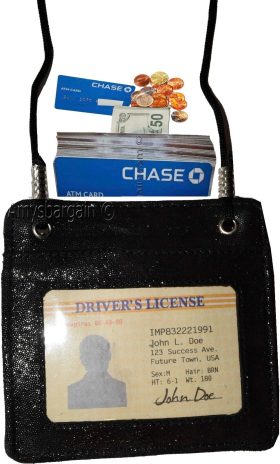 New Business card case, card holder w/ neck string, fifty business IDs card bnwt