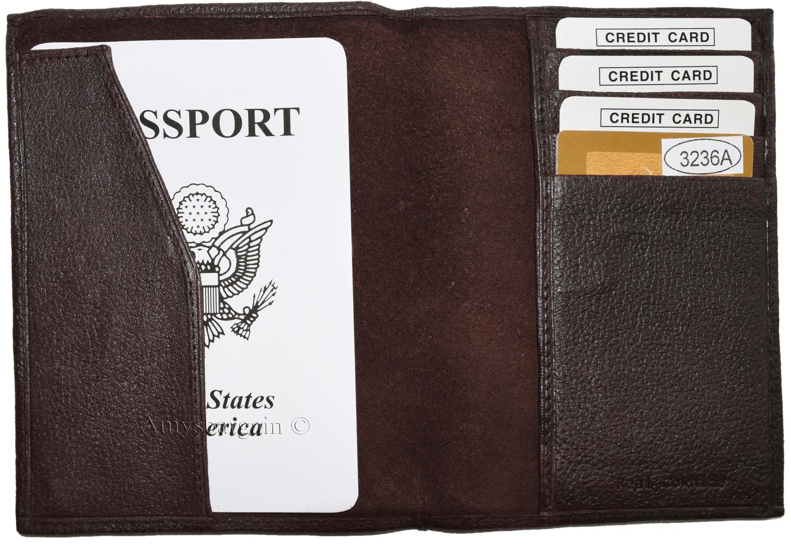 New Leather passport cover, Brown Unbranded international leather passport case* - Image 3