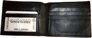 New Men's Leather Black Wallet 5 Credit card slots 2 Bill Pockets ID case BN