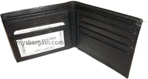 New Men's Leather Black Wallet 5 Credit card slots 2 Bill Pockets ID case BN - Image 5