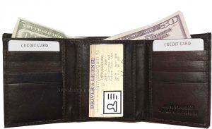 New Men's Trifold Leather Wallet 2 Bill slots ID credit card space Brand new - Image 4