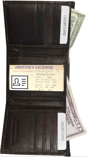 New Men's Trifold Leather Wallet 2 Bill slots ID credit card space Brand new - Image 7
