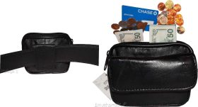 New Mini leather mens bag belt loop bag Black waist bag Business credit card nwt