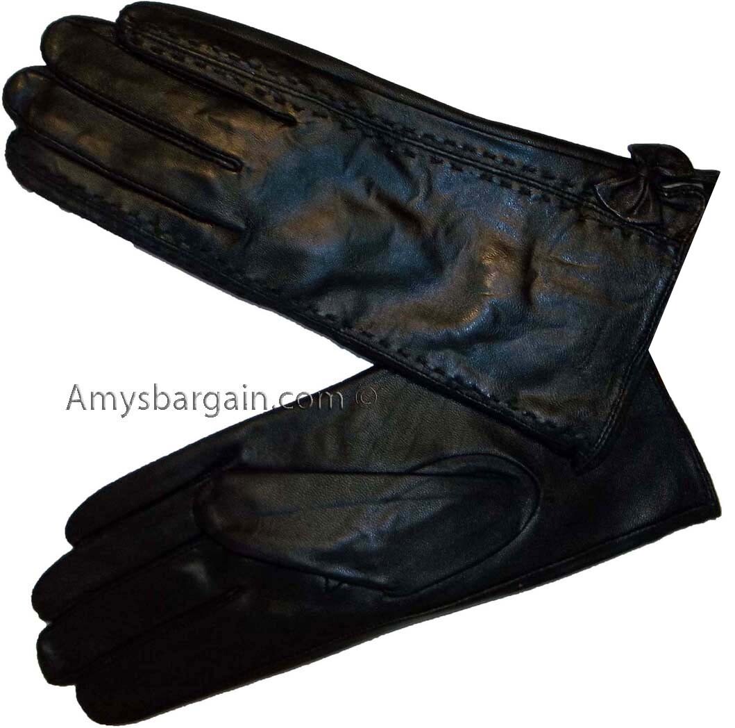 New Woman's Soft Leather Gloves Black Warm Winter Gloves BN Les Guant De Cuir** - Image 12