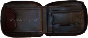 New Zip around man's Leather wallet change purse mini photo holder ID window nwt - Image 13
