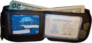 New Zip around man's Leather wallet change purse mini photo holder ID window nwt - Image 10