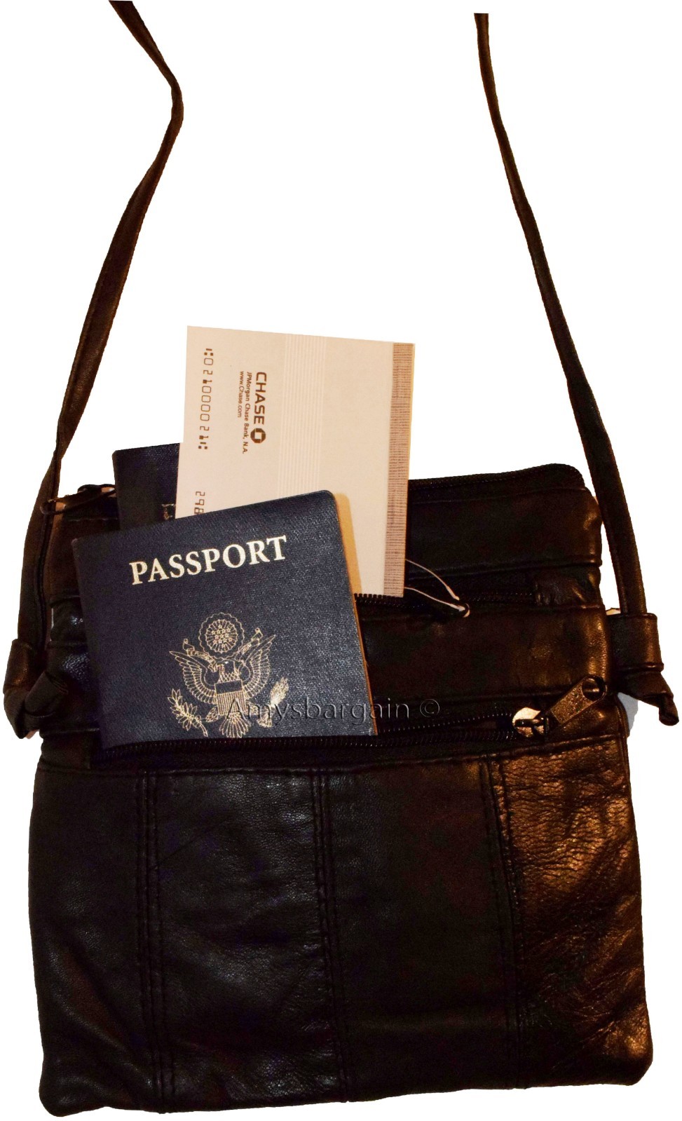 New black small handbag leather shoulder bag swing pouch passport bag Brand NWT* - Image 11