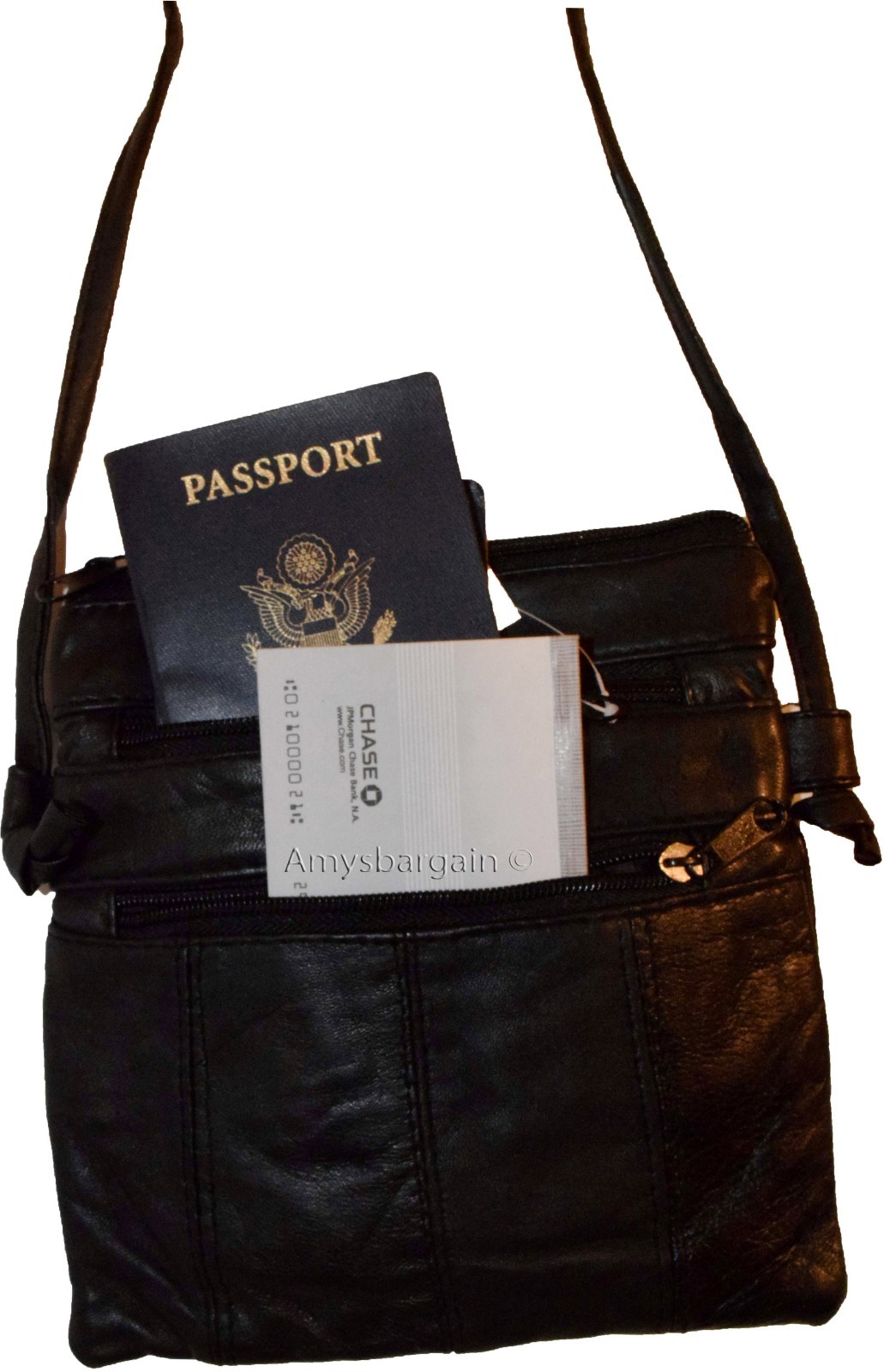 New black small handbag leather shoulder bag swing pouch passport bag Brand NWT* - Image 12