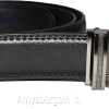 New men's black leather dress belt auto lock sliding buckle genuine leather belt