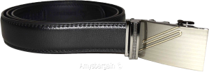 New men's black leather dress belt auto lock sliding buckle genuine leather belt